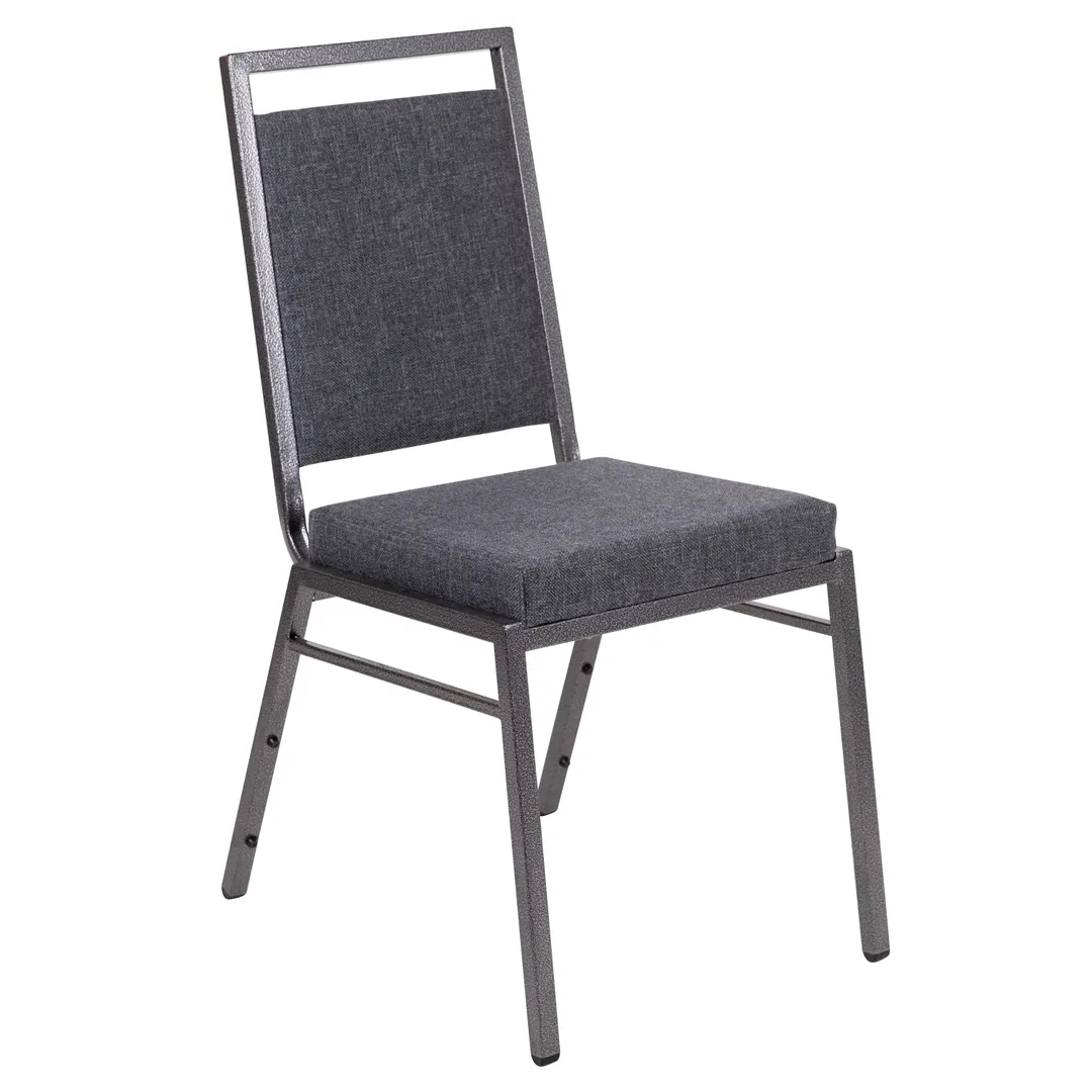 Flash Furniture FD-LUX-SIL-DKGY-GG Hercules Series Stacking Chair, 600 lb. Dark Gray Vinyl Upholstered, Silver Vein Metal Frame