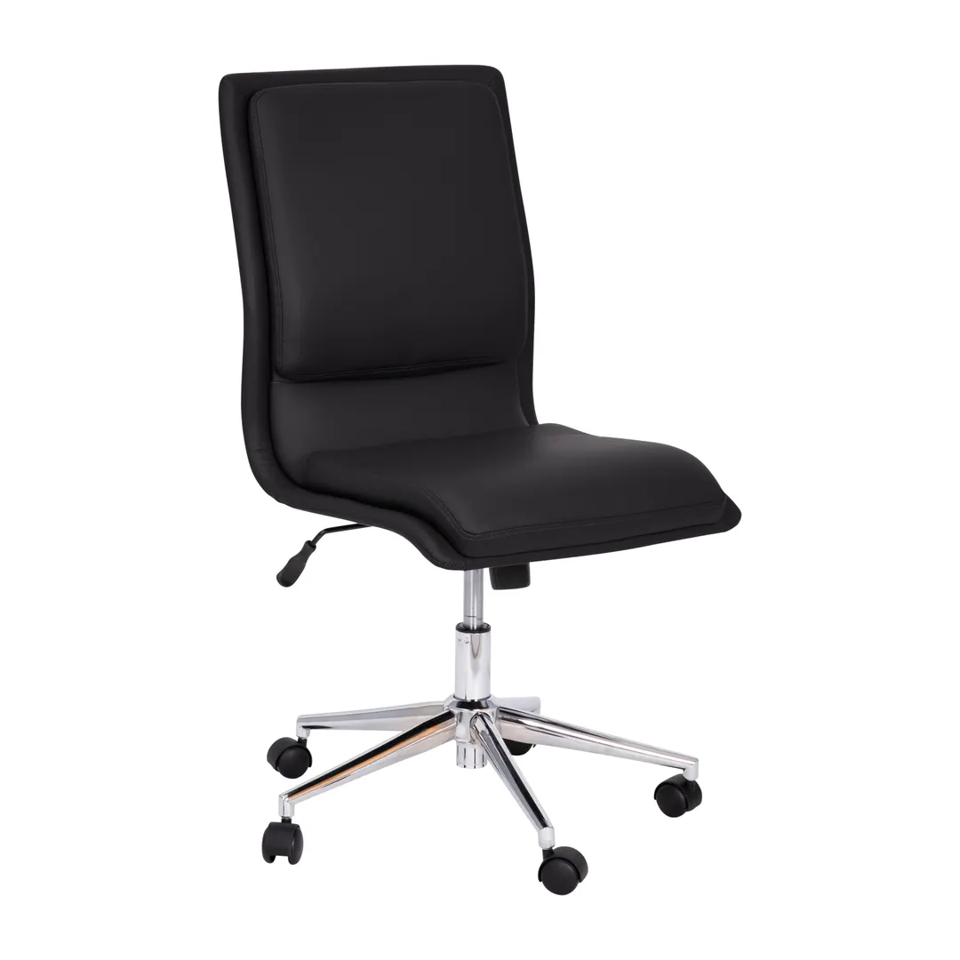 Flash Furniture GO-21111-BK-GG Madigan Mid-Back Office Chair, 18-22" Adjustable Seat Height, 300 lb. Capacity, LeatherSoft Upholstery, Chrome Base