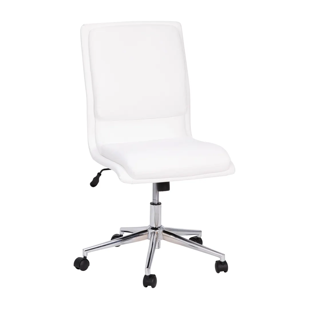 Flash Furniture GO-21111-WH-GG Madigan Office Chair, 18-22" Adjustable Seat Height, 300 lb., LeatherSoft Upholstery, Chrome Base