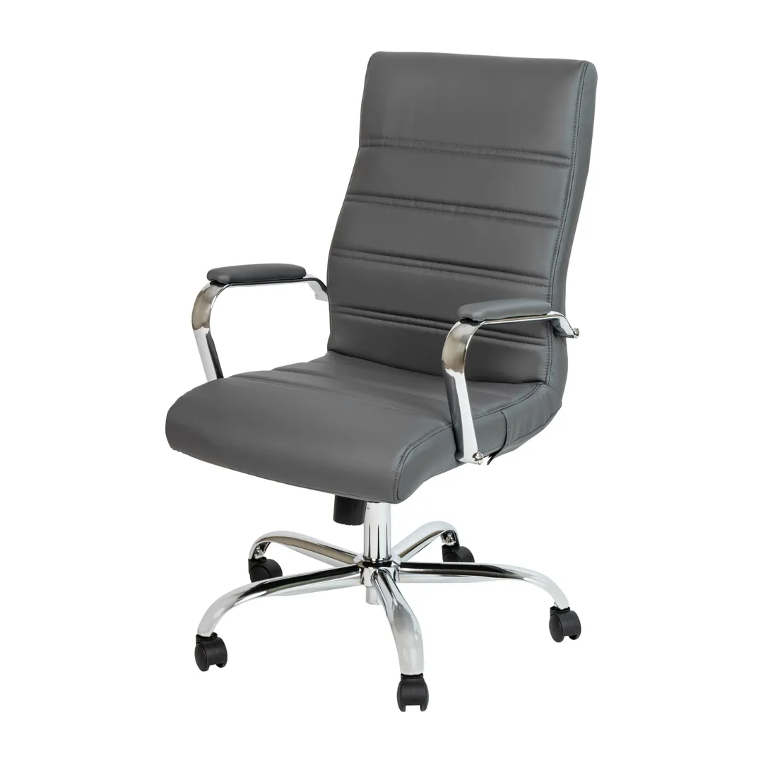Flash Furniture GO-2286H-GR-GG Whiteney Executive Office Chair, 39-1/4 to 43 Height, 250 lb, LeatherSoft Upholstery, Gray