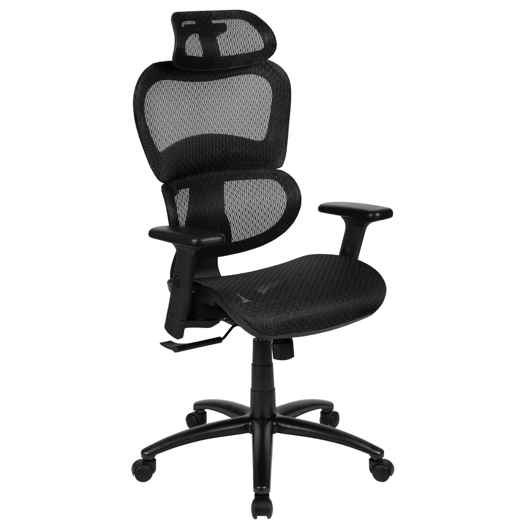 Flash Furniture H-LC-1388F-1K-BK-GG LO Office Chair, 18.5-22.5in Adjustable Height, 250 lb, Mesh Back & Seat, Black