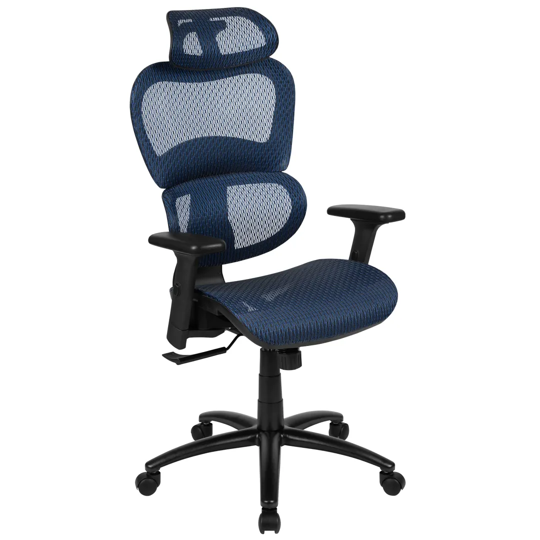 Flash Furniture H-LC-1388F-1K-BL-GG LO Office Chair, 18.5-22.5in adjustable height, 250 lb, mesh back & seat, blue