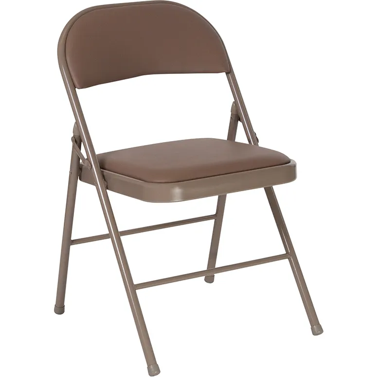 Flash Furniture HA-F003D-BGE-GG Hercules Series Folding Chair, 500 lb, Vinyl Upholstered, Beige, Powder Coated Steel Frame