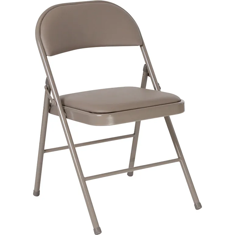 Flash Furniture HA-F003D-GY-GG Hercules Series 500 lb Folding Chair, Gray Vinyl Upholstered Seat and Back, 18 Gauge Steel Frame