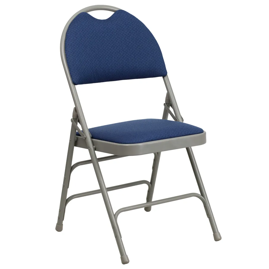 Flash Furniture HA-MC705AF-3-NVY-GG Hercules Series Extra Large Folding Chair, 300 lb, Navy Blue Fabric, 18 Gauge Steel Frame, Gray Powder Coat