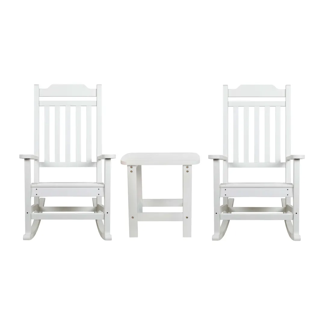 Flash Furniture JJ-C14703-2-T14001-WH-GG White Rocking Chair & Square Side Table Set, 225 lb, Polystyrene Faux Wood