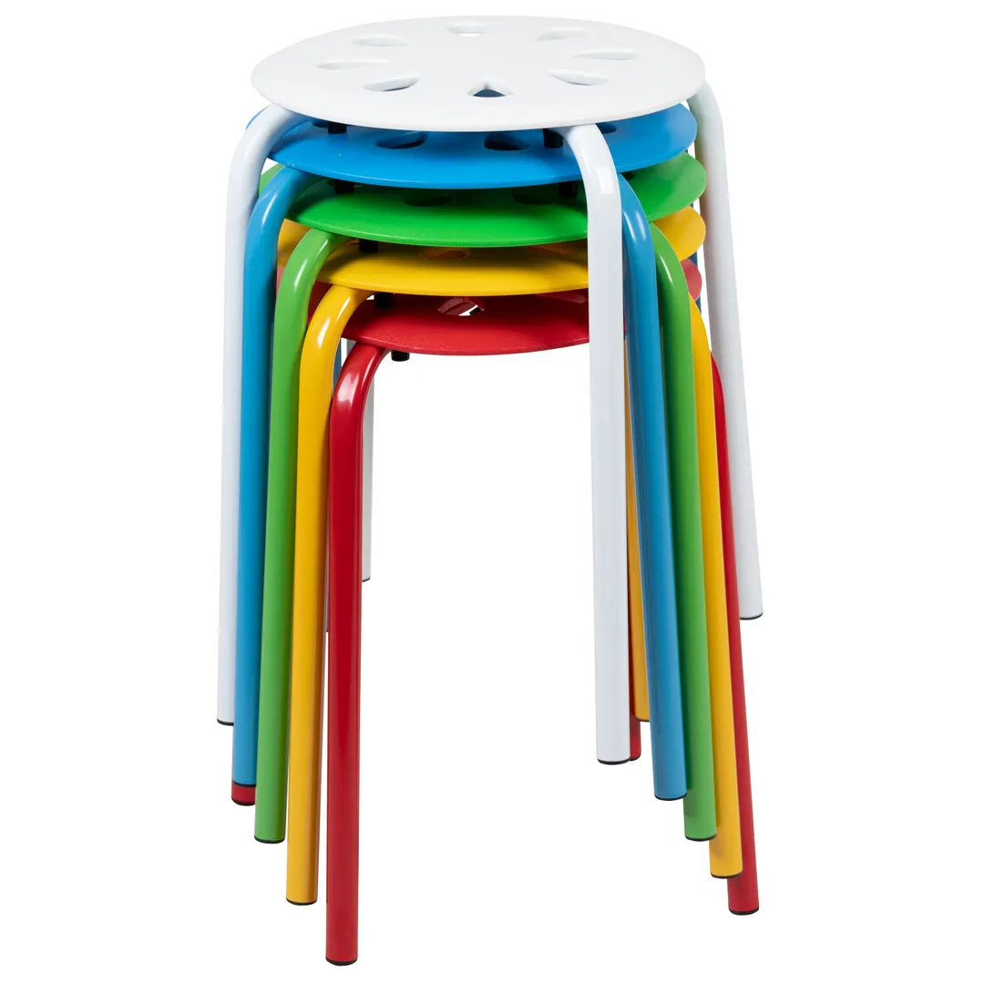 Flash Furniture LE-S1-MC-GG Stacking Bar Stool 5-Unit, 17-1/2" Height, 265 lbs, Polycarbonate Seat, Steel