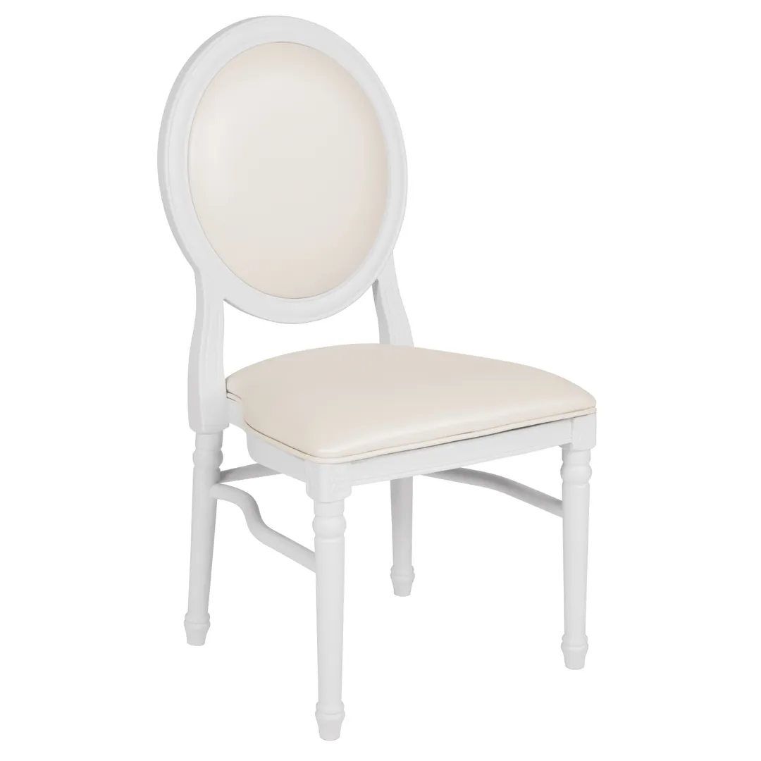 Flash Furniture LE-W-W-MON-GG Hercules King Louis Chair, 900 lbs, White Frame, Black Vinyl Seat, White Vinyl Back