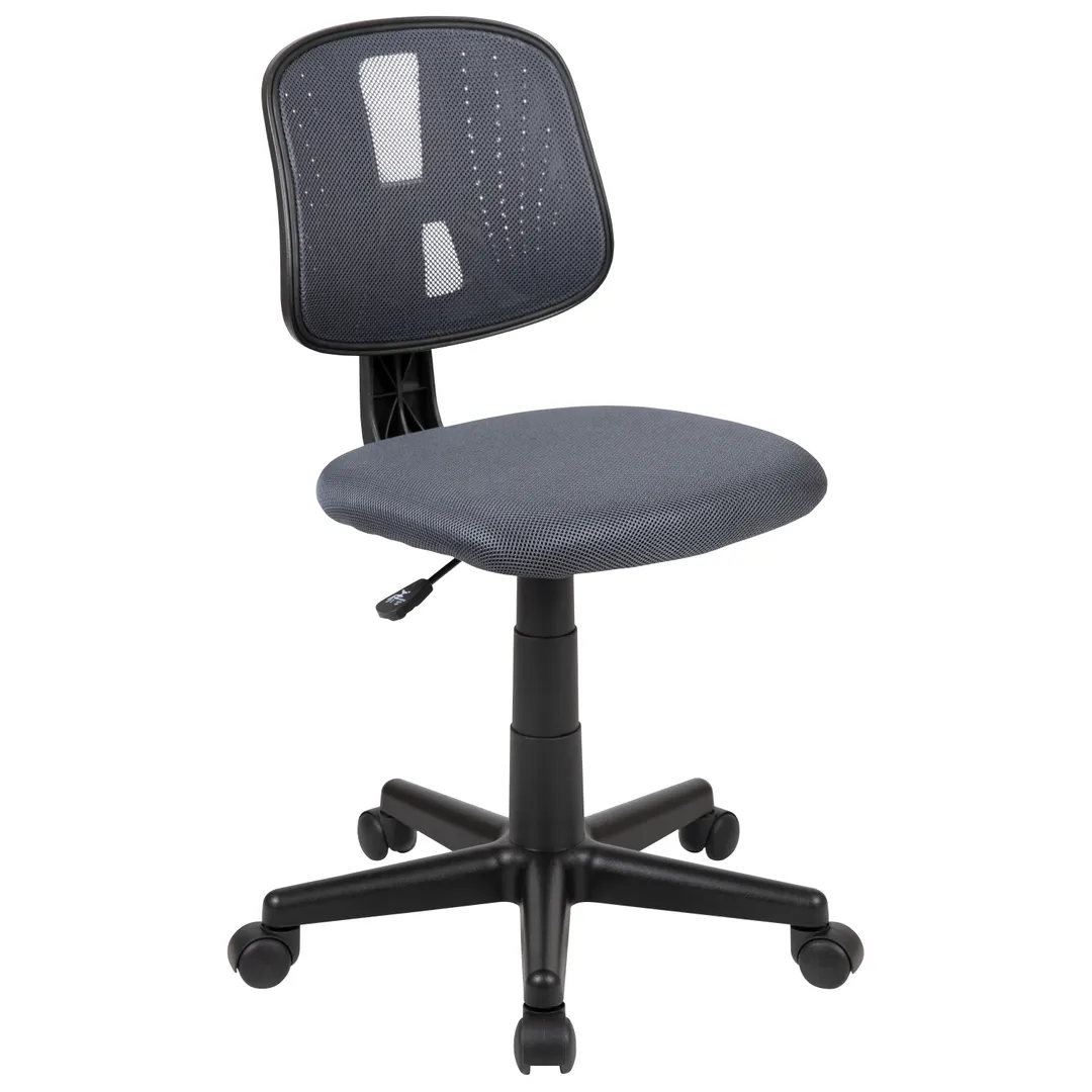 Flash Furniture LF-134-GY-GG Task Office Chair, 16-20.5in Seat Height, 250lb Capacity, Gray Mesh Back, Armless, Fabric Upholstered Seat