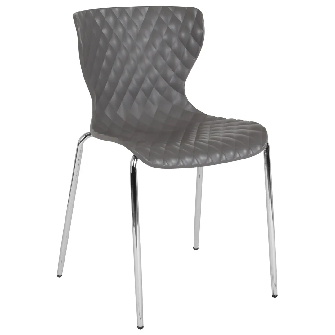 Flash Furniture LF-7-07C-GRY-GG Lowell Stackable Chair, 265 lb, Plastic Back & Seat, Chrome Frame, Gray