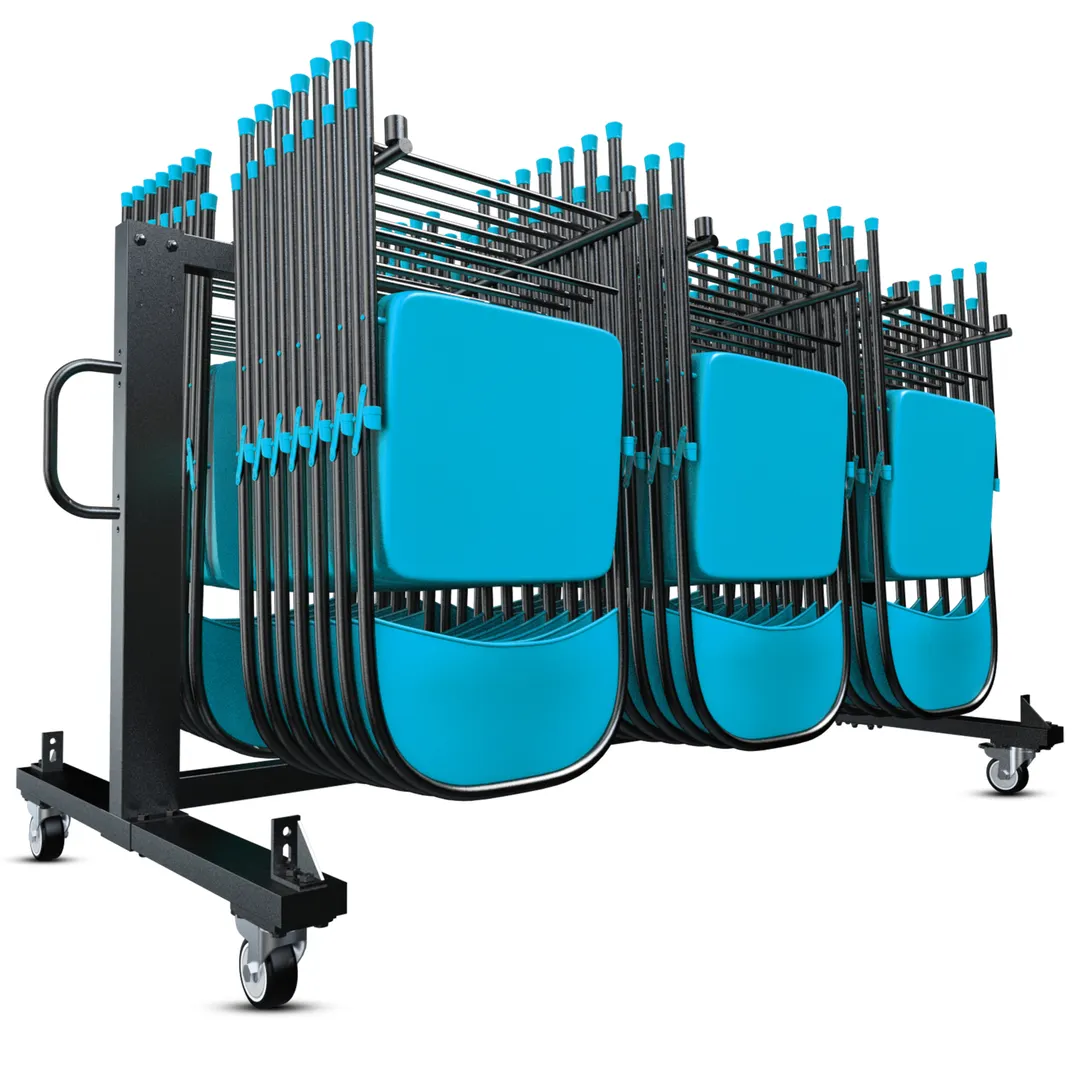 Flash Furniture QIN-FRCW45425-GG Hawkins Mobile Cart for 42 Chairs & 12 Tables, Powder Coated Steel, Black, 6 Hanging Bars