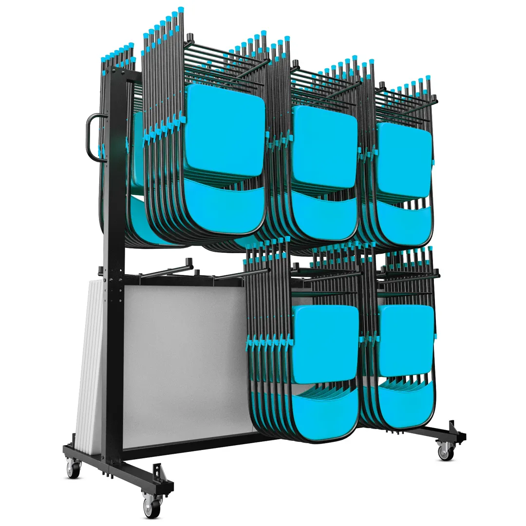 Flash Furniture QIN-SHD245425-GG Hawkins Mobile Cart, 84 Chairs or 42 Chairs & 12 Tables, Powder Coated Steel, Black