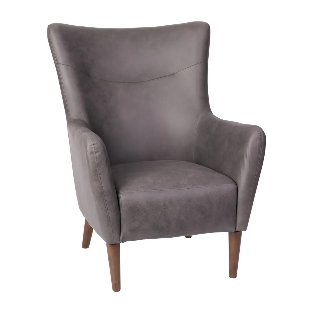 Flash Furniture QY-B235-DGY-GG Connor Wingback Accent Chair, Dark Gray Faux Leather, Wooden Frame