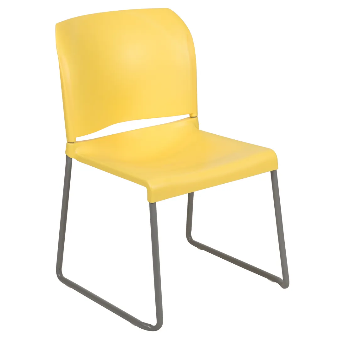Flash Furniture RUT-238A-YL-GG Hercules Series 880 lbs Stackable Reception Chair, Yellow, Gray Frame, Polypropylene Seat & Back