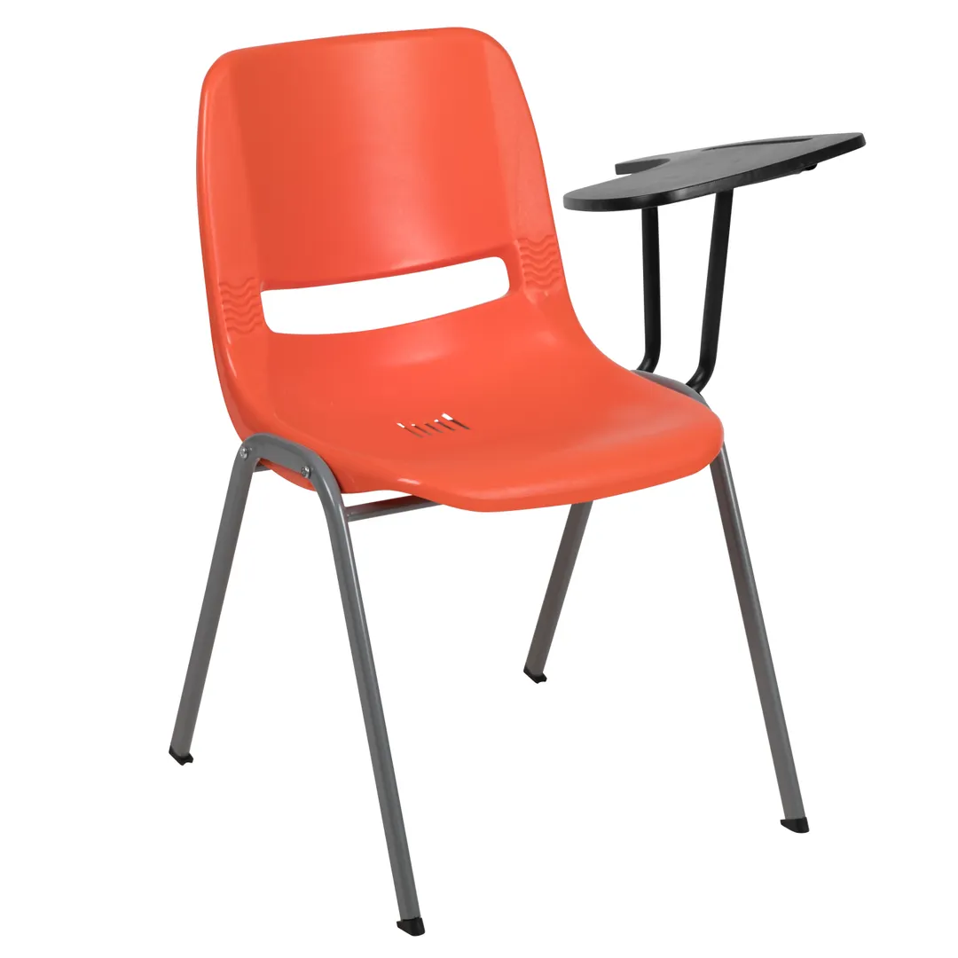 Flash Furniture RUT-EO1-OR-LTAB-GG Hercules Series Ergonomic Shell Chair, 880 lbs, Orange, Plastic Seat & Back, Left Handed 12" Tablet Arm