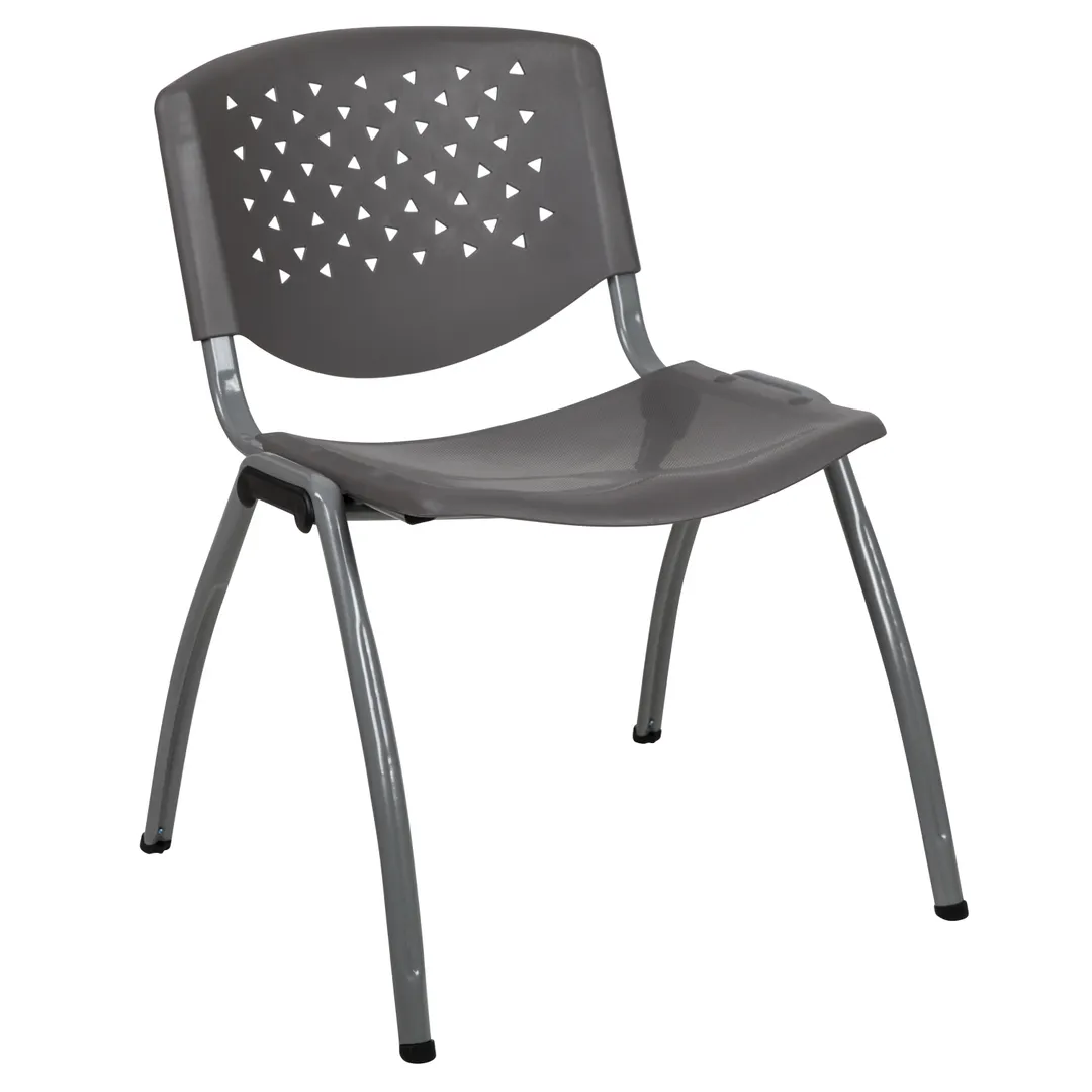 Flash Furniture RUT-F01A-GY-GG Hercules Series Stacking Chair, 880 lb, Gray, Polypropylene Seat & Back, Titanium Powder Coated Metal Frame
