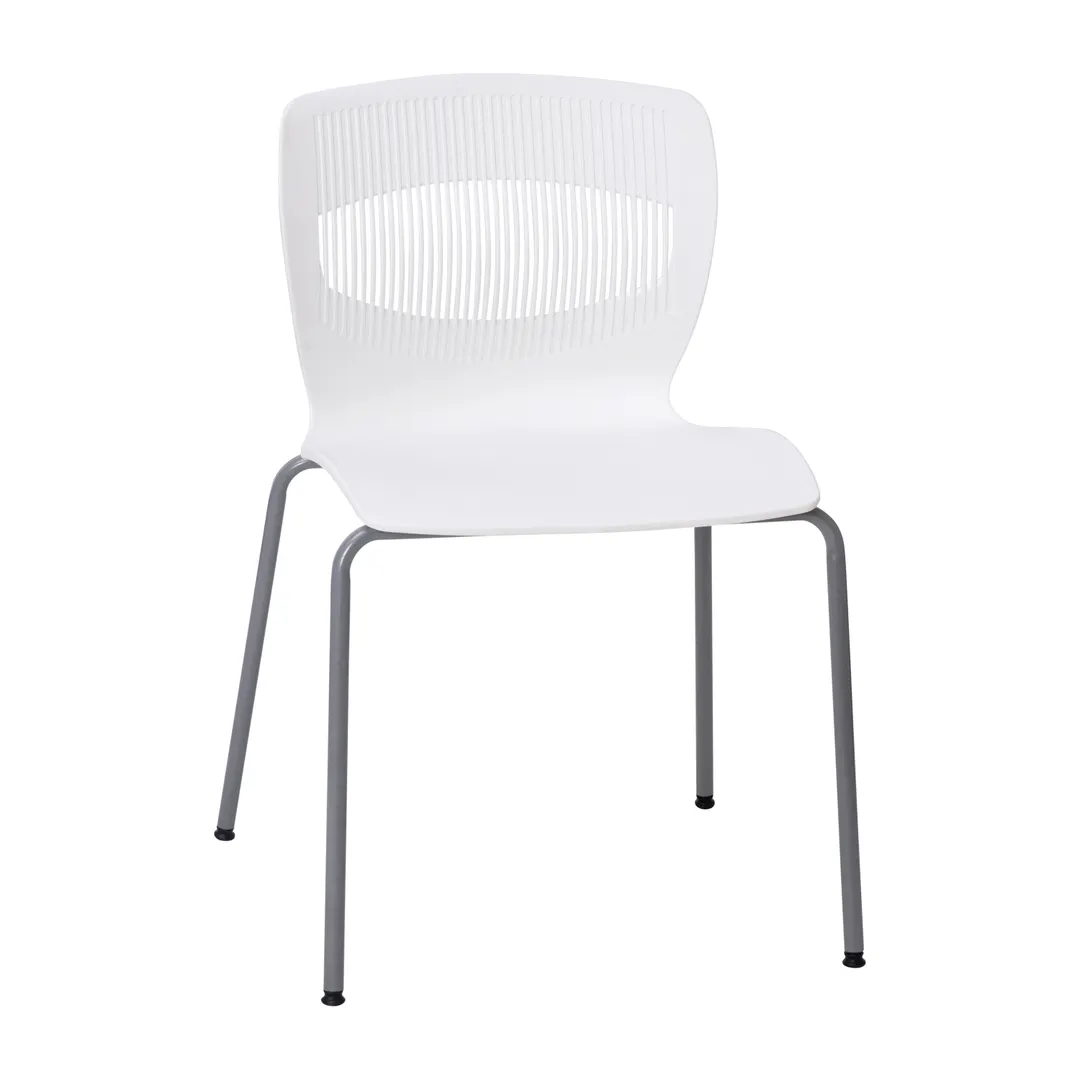 Flash Furniture RUT-NC618-WH-GG HERCULES Series 770 lbs Ergonomic Stack Chair with Lumbar Support White