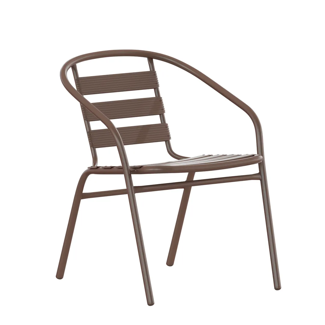 Flash Furniture TLH-017C-BZ-GG Lila Stacking Armchair, 352 lb, Bronze, Aluminum Frame, Indoor/Outdoor