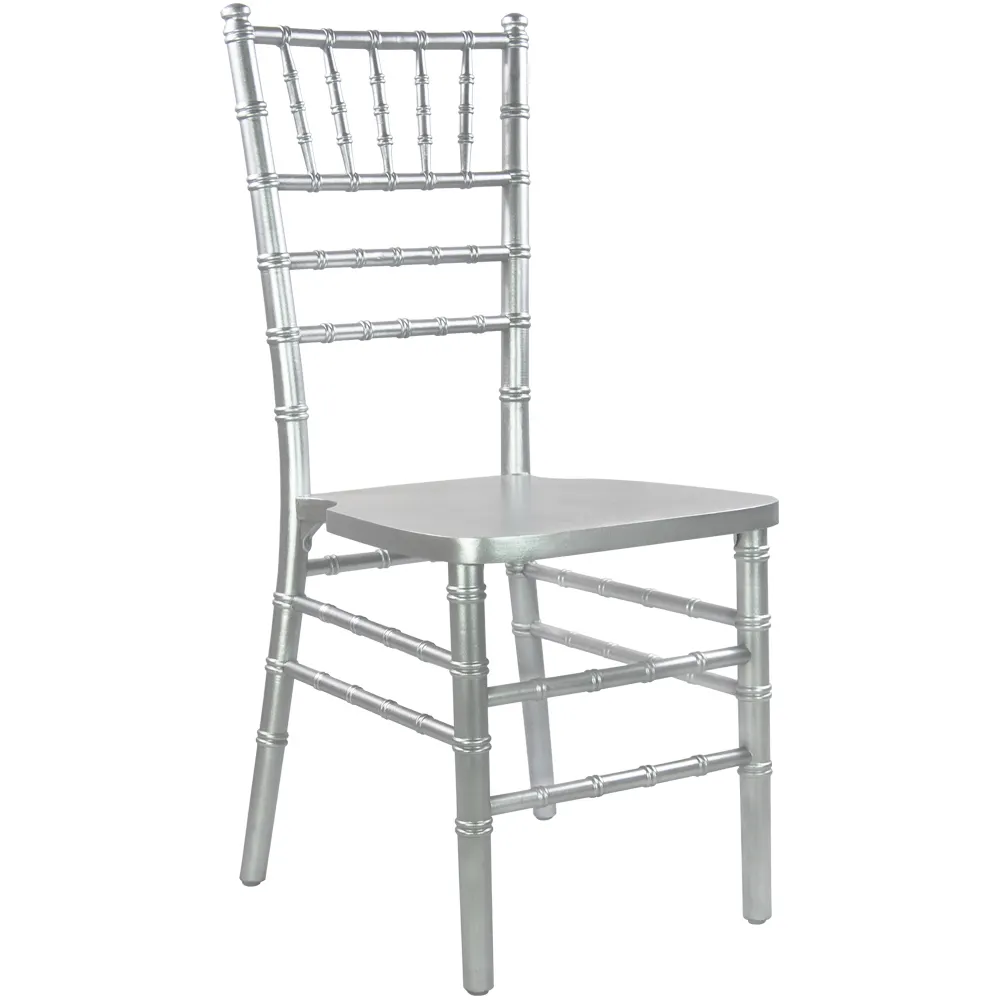 Flash Furniture WDCHI-S Advantage Chiavari Chair, Wood, Silver Finish, Ladder Back, Wood Seat