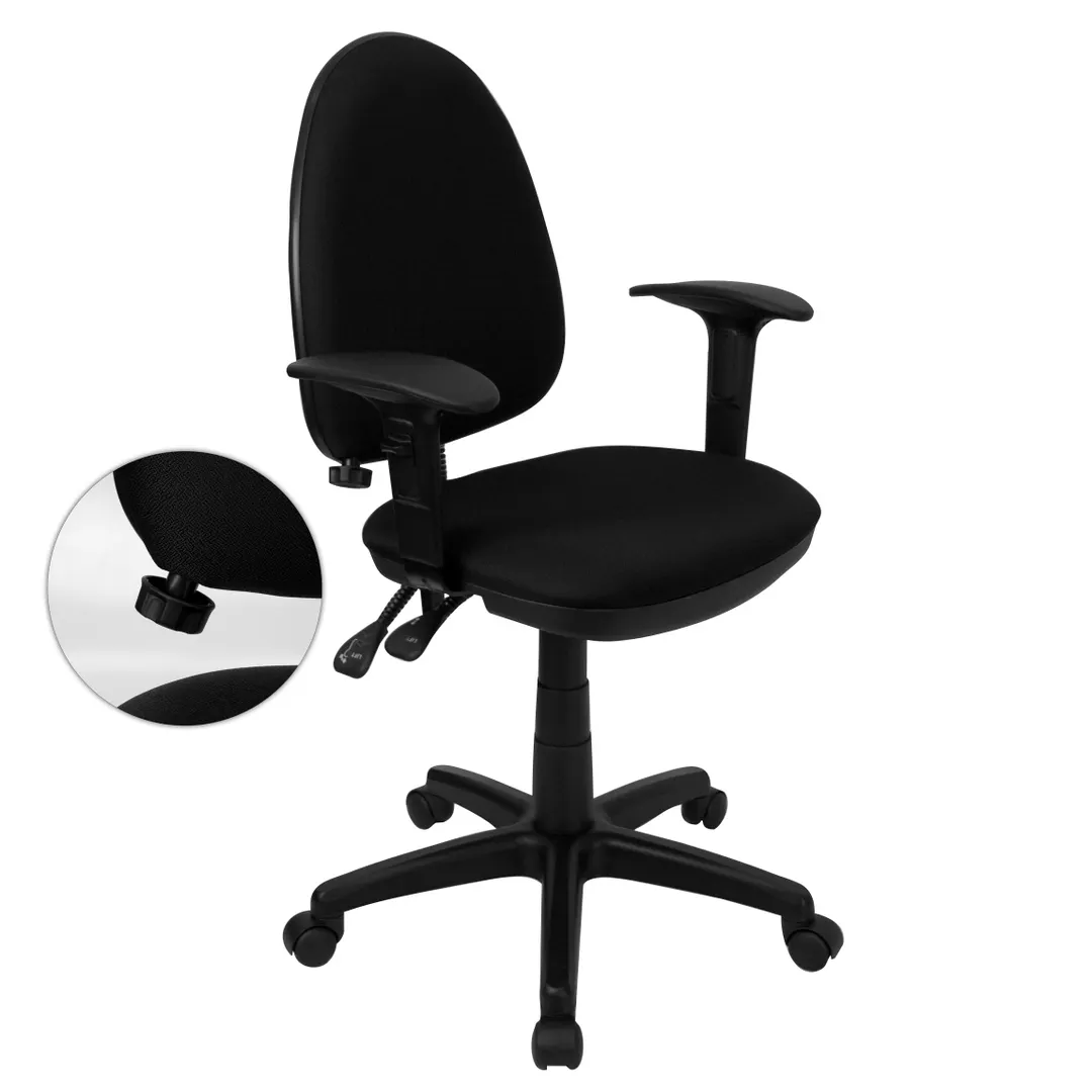 Flash Furniture WL-A654MG-BK-A-GG Linus Swivel Task Chair, 250 lb, Fabric Upholstery, Black, 35.5-39.5in Height