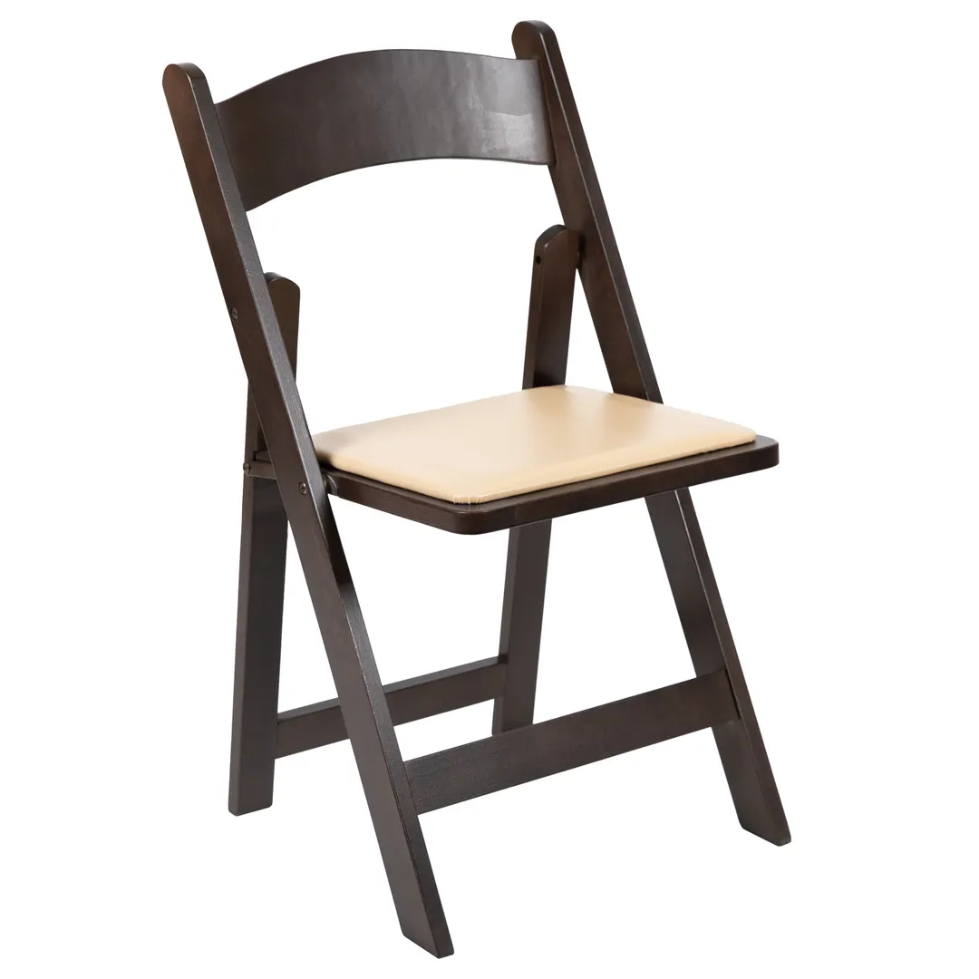Flash Furniture XF-2903-CHOC-WOOD-GG Hercules Series Folding Chair, Beige Vinyl Seat, Beechwood, Chocolate Finish