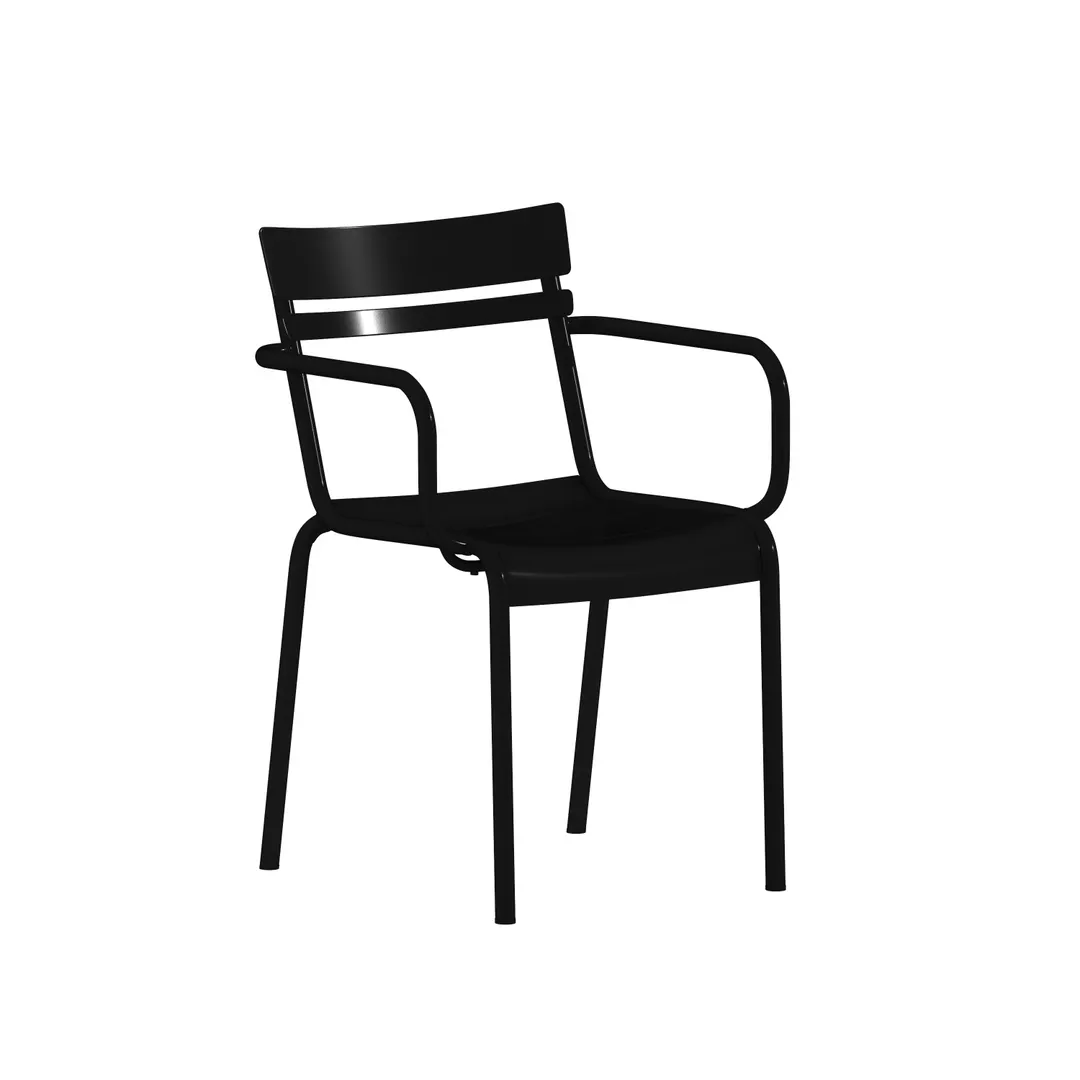 Flash Furniture XU-CH-10318-ARM-BK-GG Nash Stack Chair, 300 lb, Slatted Back & Seat, Arms, Powder Coated Steel, Black