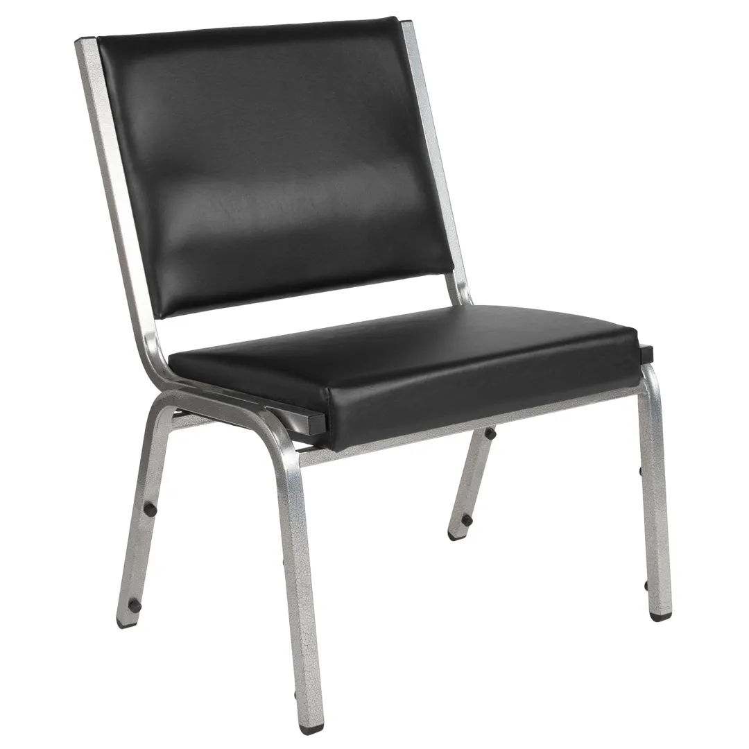 Flash Furniture XU-DG-60442-660-1-BV-GG Hercules Series Bariatric Stacking Chair, 1500 lb, Vinyl Upholstered, Silver Vein Finish