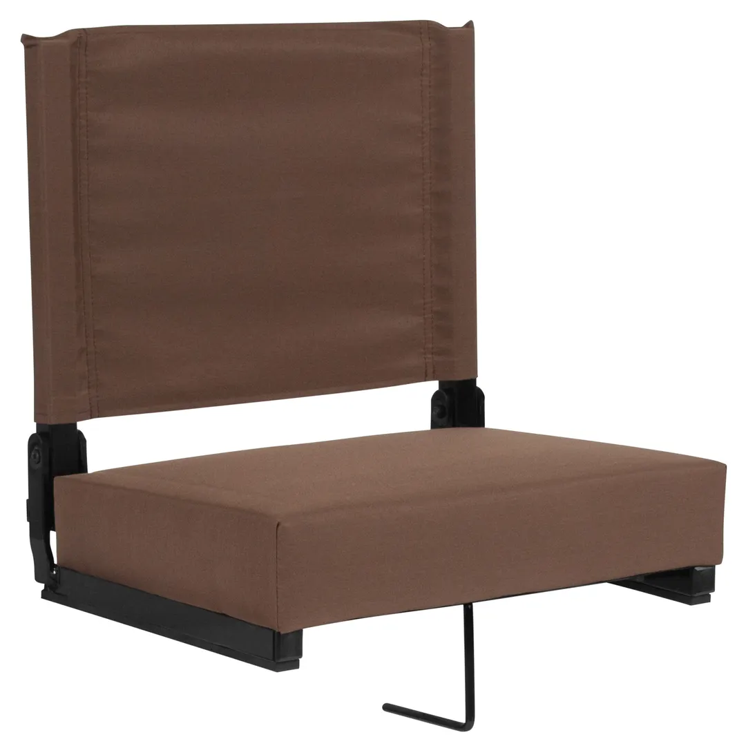 Flash Furniture XU-STA-BRN-GG Grandstand Ultra-Padded Comfort Seat, 500 lb, Black Aluminum Frame, Brown Canvas