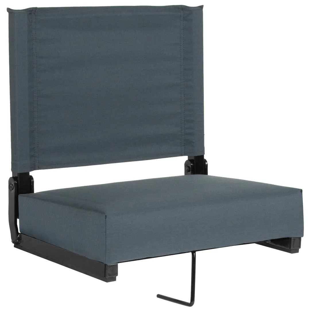 Flash Furniture XU-STA-DKBL-GG Grandstand Ultra-Padded Comfort Seat, 500 lb, Dark Blue Canvas, Black Aluminum Frame, Foldable