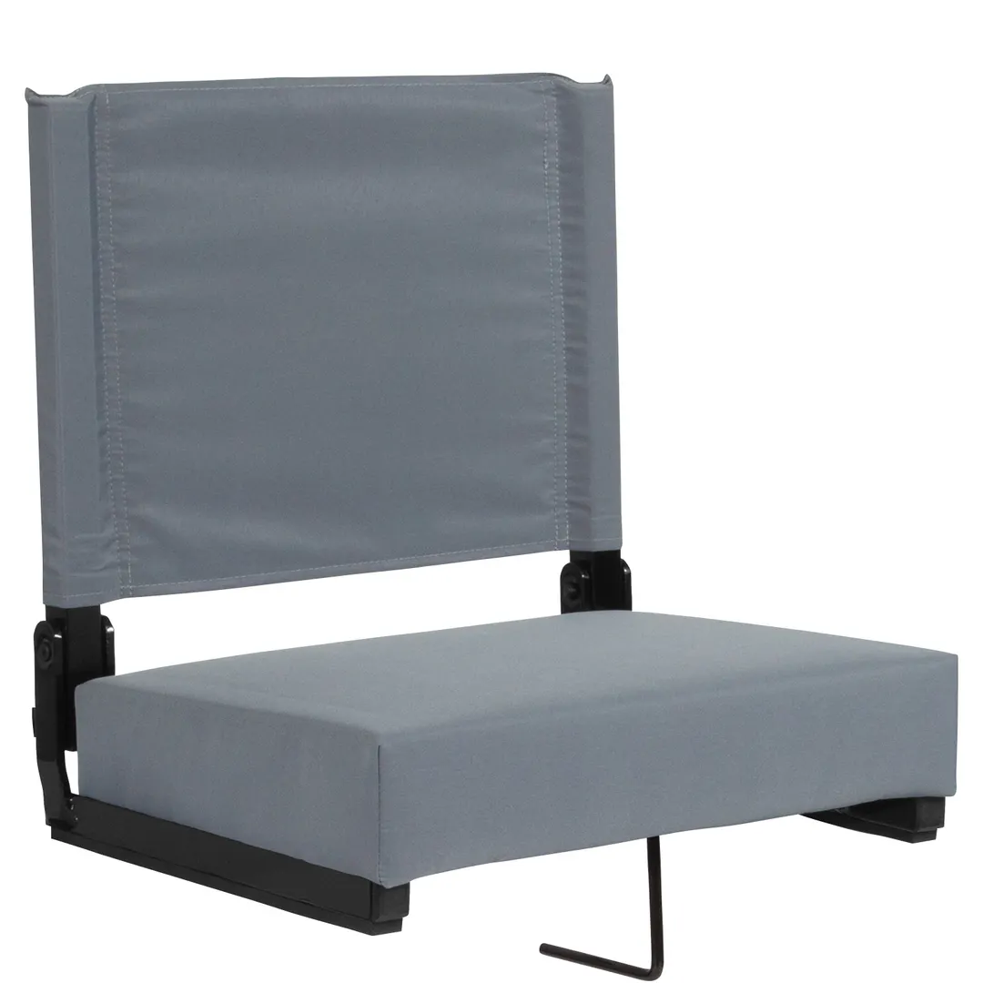 Flash Furniture XU-STA-GY-GG Grandstand Ultra-Padded Comfort Seat, 500 lb, Gray, Aluminum Frame, Foldable, Canvas Seat and Back