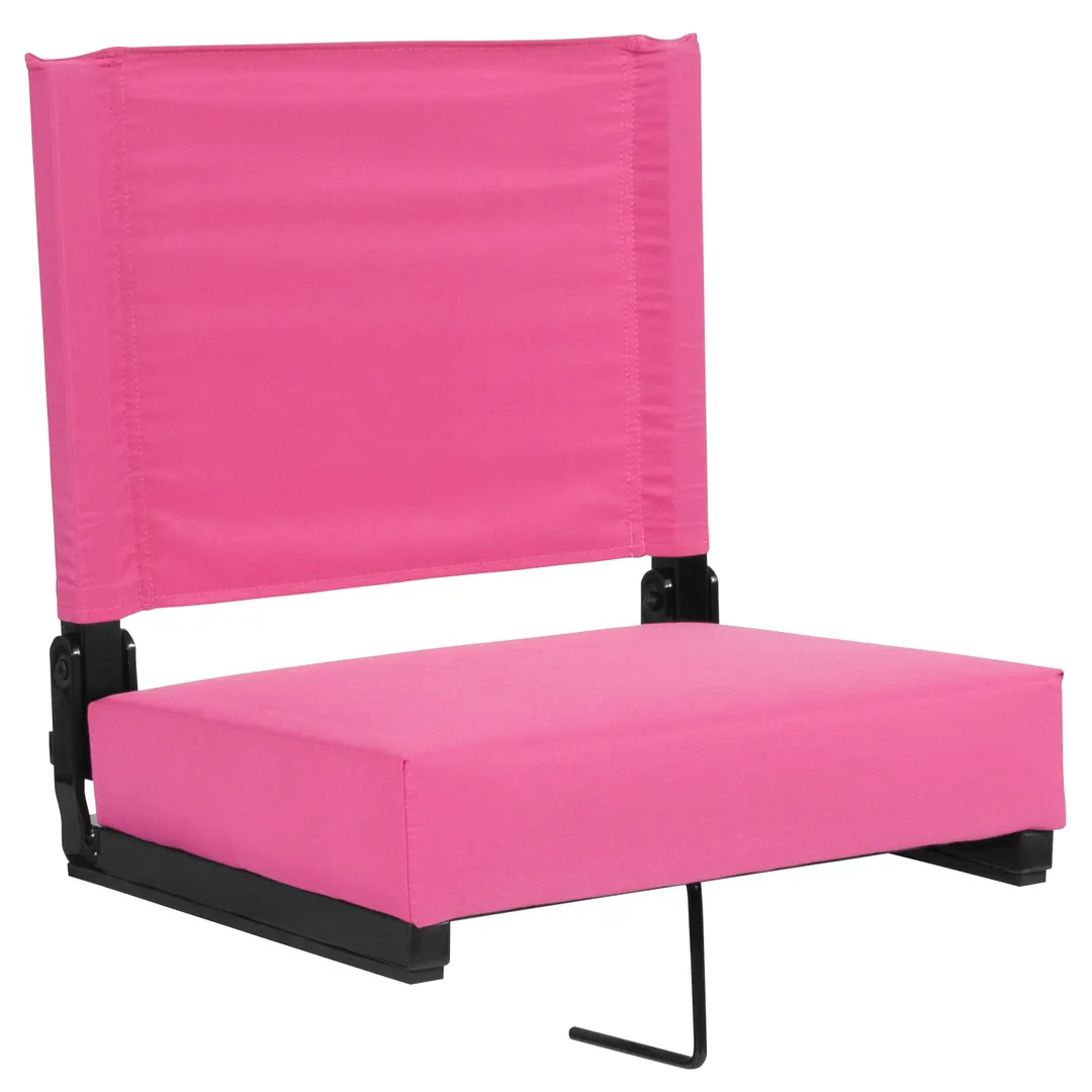 Flash Furniture XU-STA-PK-GG Grandstand Ultra-Padded Pink Folding Chair, 500 lb, Aluminum Frame, Canvas Seat & Back