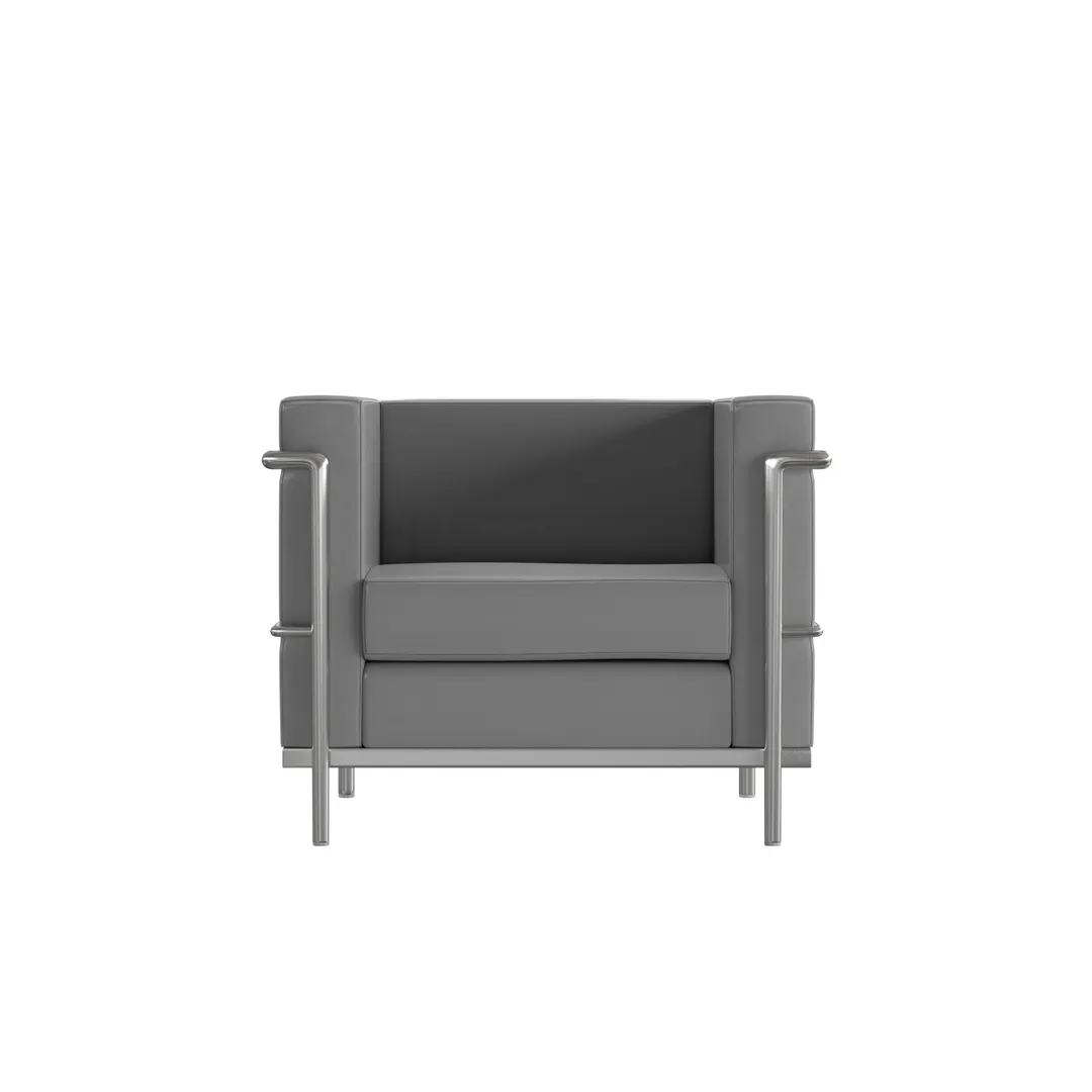 Flash Furniture ZB-REGAL-810-1-CHAIR-GY-GG Hercules Regal Series Gray Bonded Leather Upholstered Chair with Stainless Steel Accent