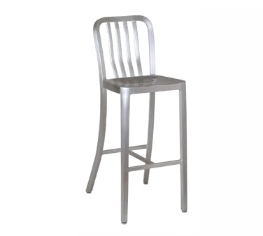 Emuamericas AB1205 Anna Aluminum Barstool, Slatted Metal Back, Saddle Seat, Brushed Finish, Footrest