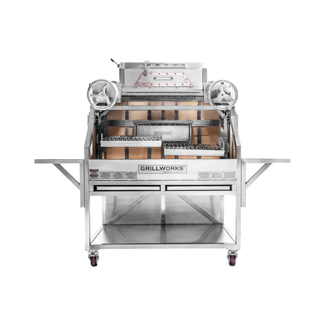 Grillworks GWI42 BLANCO CAP 55" Wood Fired & Charcoal Parrilla Grill w/ Blanco Oven Cap, (2) Grills