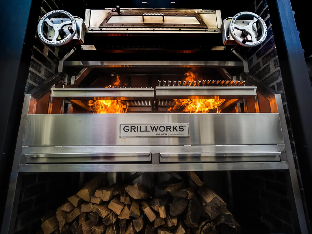 Grillworks GWI54 BLANCO CAP 65" Wood Fired & Charcoal Parrilla Grill w/ Blanco Oven Cap, (2) Grills