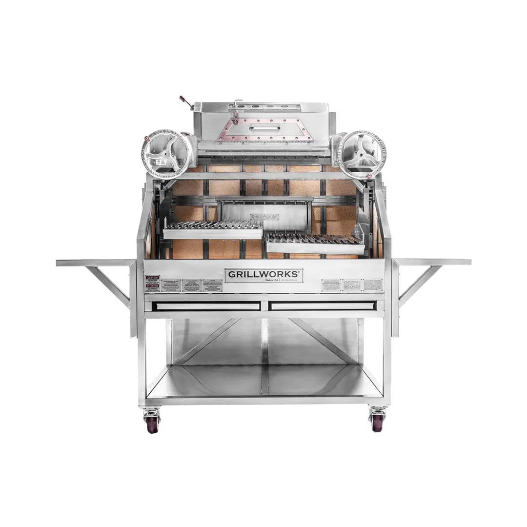 Grillworks INFIERNO X55 55" Wood Fired & Charcoal Parrilla Grill w/ (2) Adjustable Grills