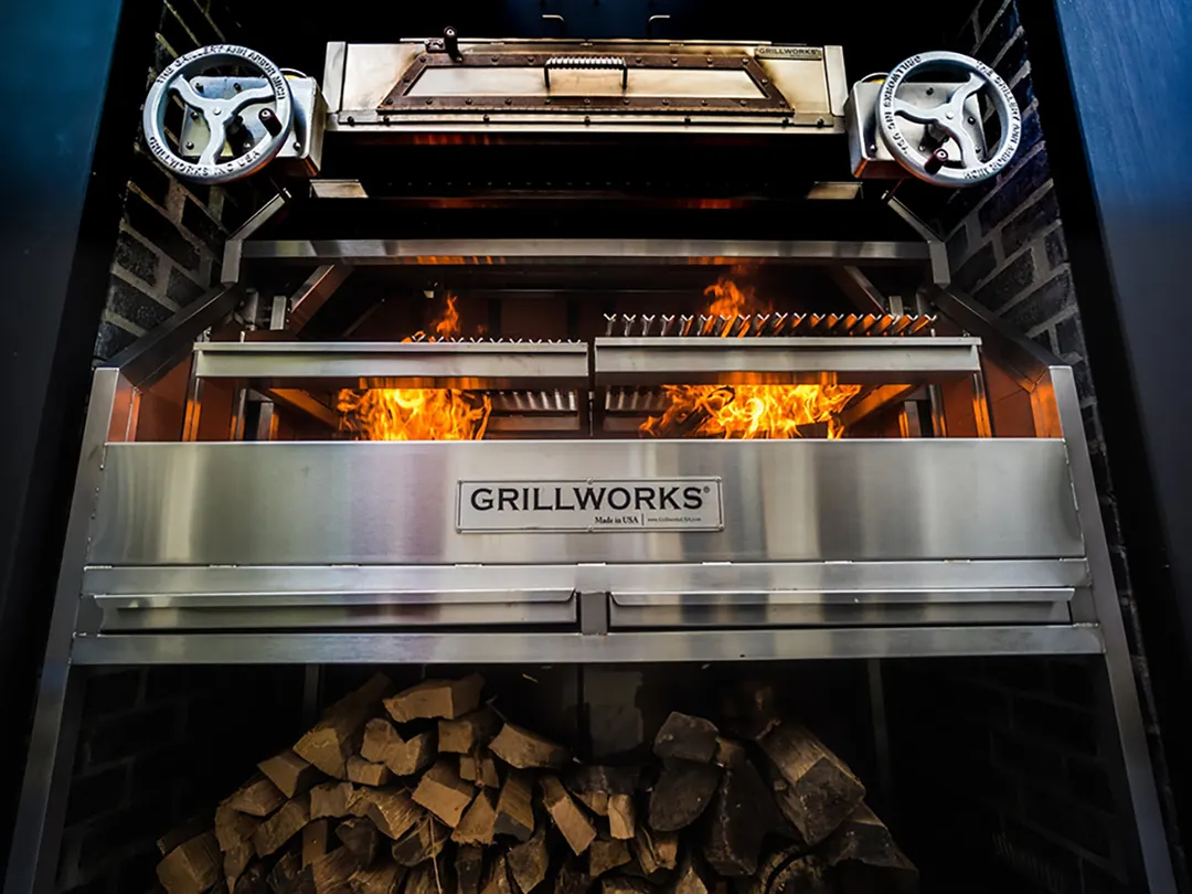 Grillworks INFIERNO X55 55" Wood Fired & Charcoal Parrilla Grill w/ (2) Adjustable Grills