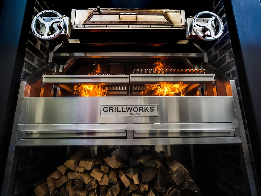 Grillworks INFIERNO X66 66" Wood Fired & Charcoal Parrilla Grill w/ (2) Adjustable Grills