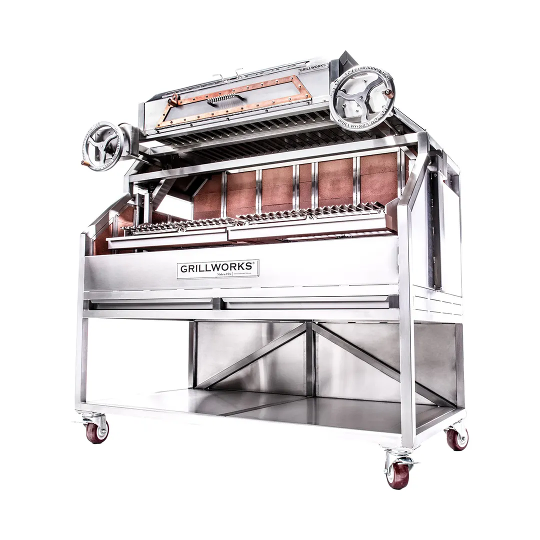 Grillworks INFIERNO X66 66" Wood Fired & Charcoal Parrilla Grill w/ (2) Adjustable Grills