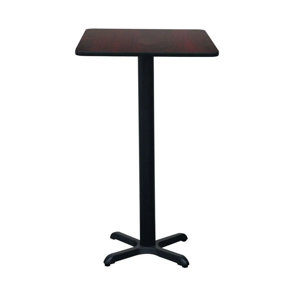 Hubert 32Q-057 CenPro Bar Height Table Set, 30x30 Square, 42 Height, Black/Cherry Finish, 4 Red Chairs