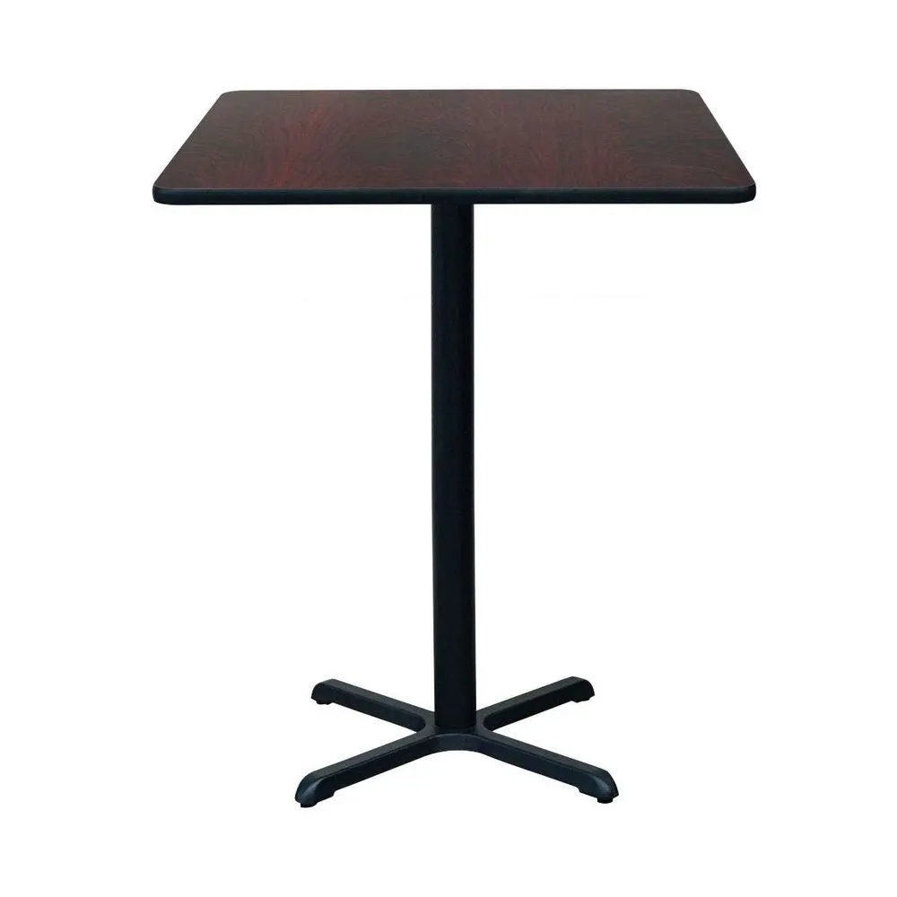 Hubert 32Q-065 CenPro Bar Height Square Table Set with 4 Red Chairs, 36x36 Table Top, Black/Cherry Finish