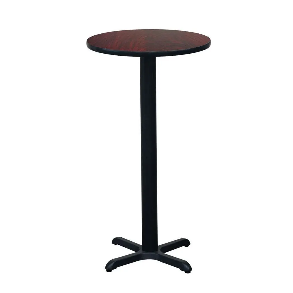 Hubert 32Q-080 CenPro Bar Height Table Set, 24" Round Top, 42", Black/Cherry Finish, 4 Ladder-Back Chairs