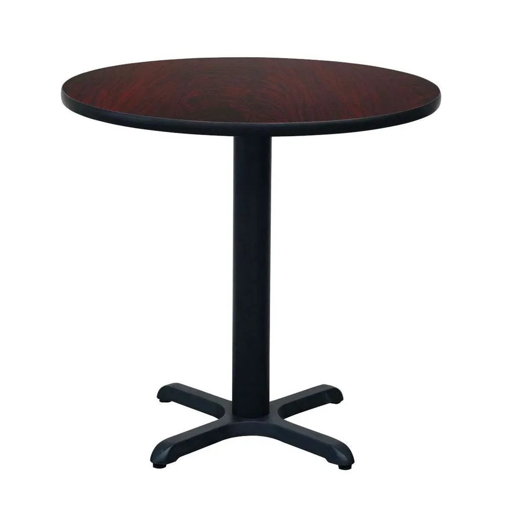 Hubert 32Q-085 Table Set with 4 Red Ladder-Back Chairs, 30" Table, 29" Height, 22" x 22", Black/Cherry Finish