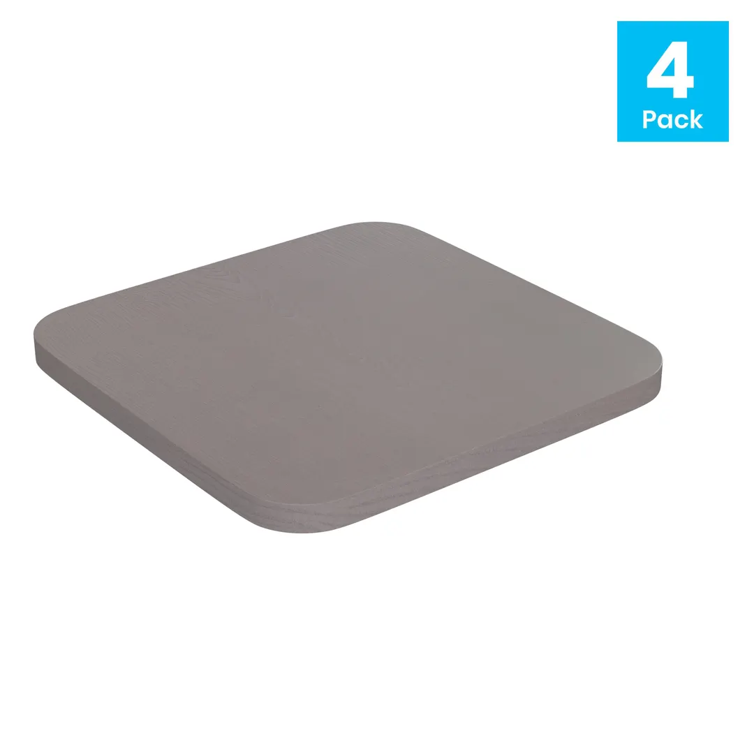 Flash Furniture 4-JJ-SEA-PL02-GY-GG Perry Bar Stool Set of 4, Polypropylene Seat, Black Finish Metal Frame, Gray