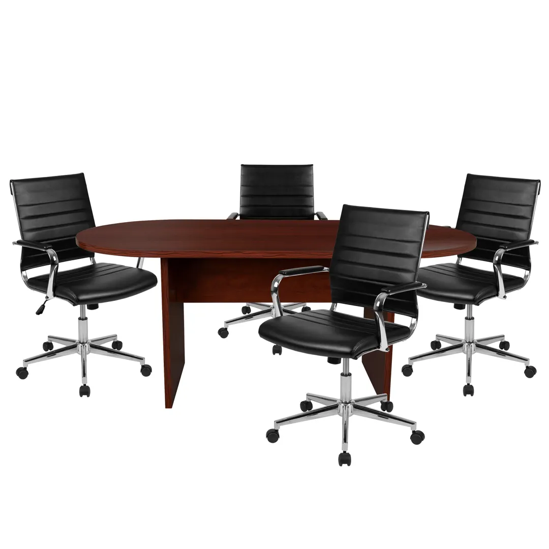Flash Furniture BLN-6GCMHG595M-BK-GG Lake Set, 72" Mahogany Table, 4 Black Chairs, 250 lbs, Tilt Lock