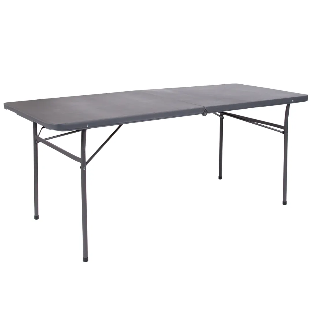 Flash Furniture DAD-LF-183Z-DG-GG Folding Table, 30" x 72" x 29"H, Dark Gray Plastic Top, 220 lbs Capacity, Rectangular, Commercial Indoor/Outdoor Use
