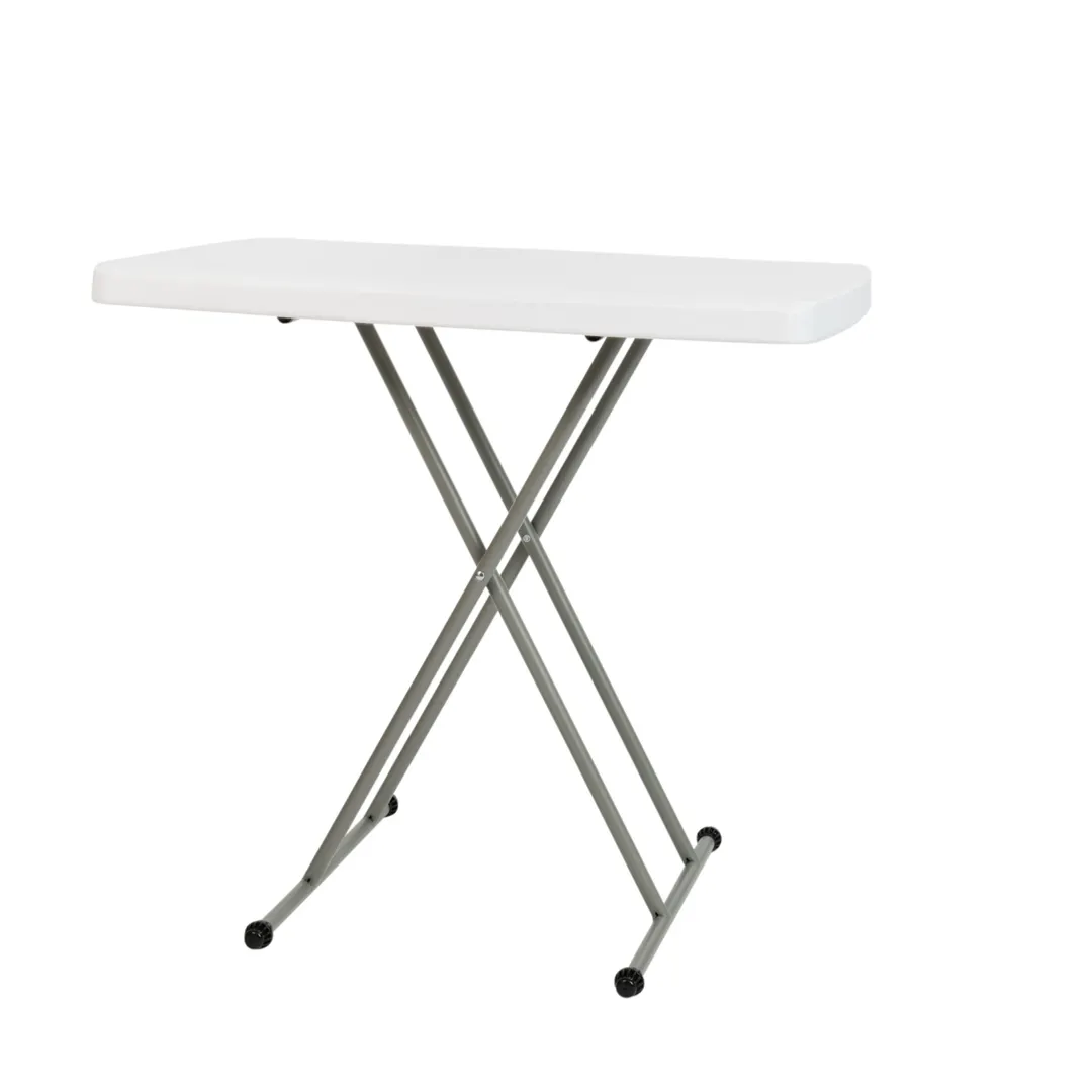 Flash Furniture DAD-YCZ-76X-GW-GG Folding Table, 30-1/4"W x 19-1/2"D, Adjustable Height, Granite White, Powder Coated Steel Frame
