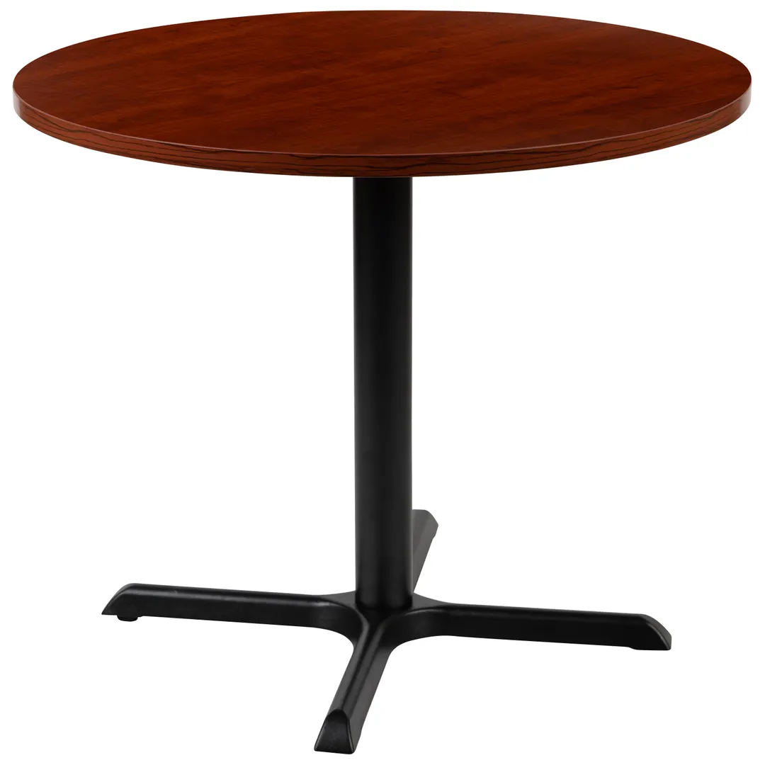 Flash Furniture GC-M-BLK-15-CHR-GG Round Table, 36" Dia., Base, 30", Laminate Top, Black, Glides