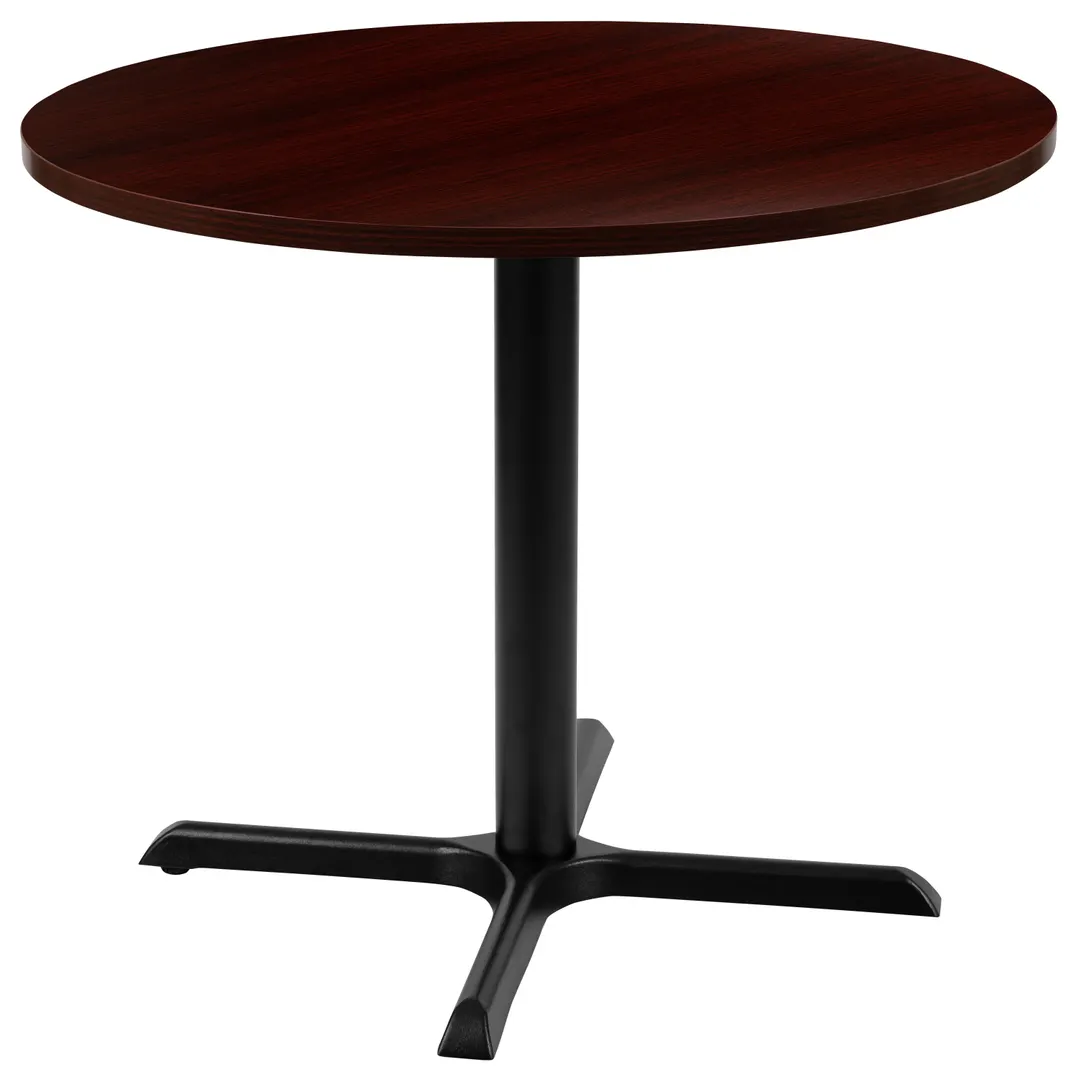 Flash Furniture GC-M-BLK-15-MHG-GG Round Table, 36" Diameter, Laminate Top, Four-Point X-Base, Glides