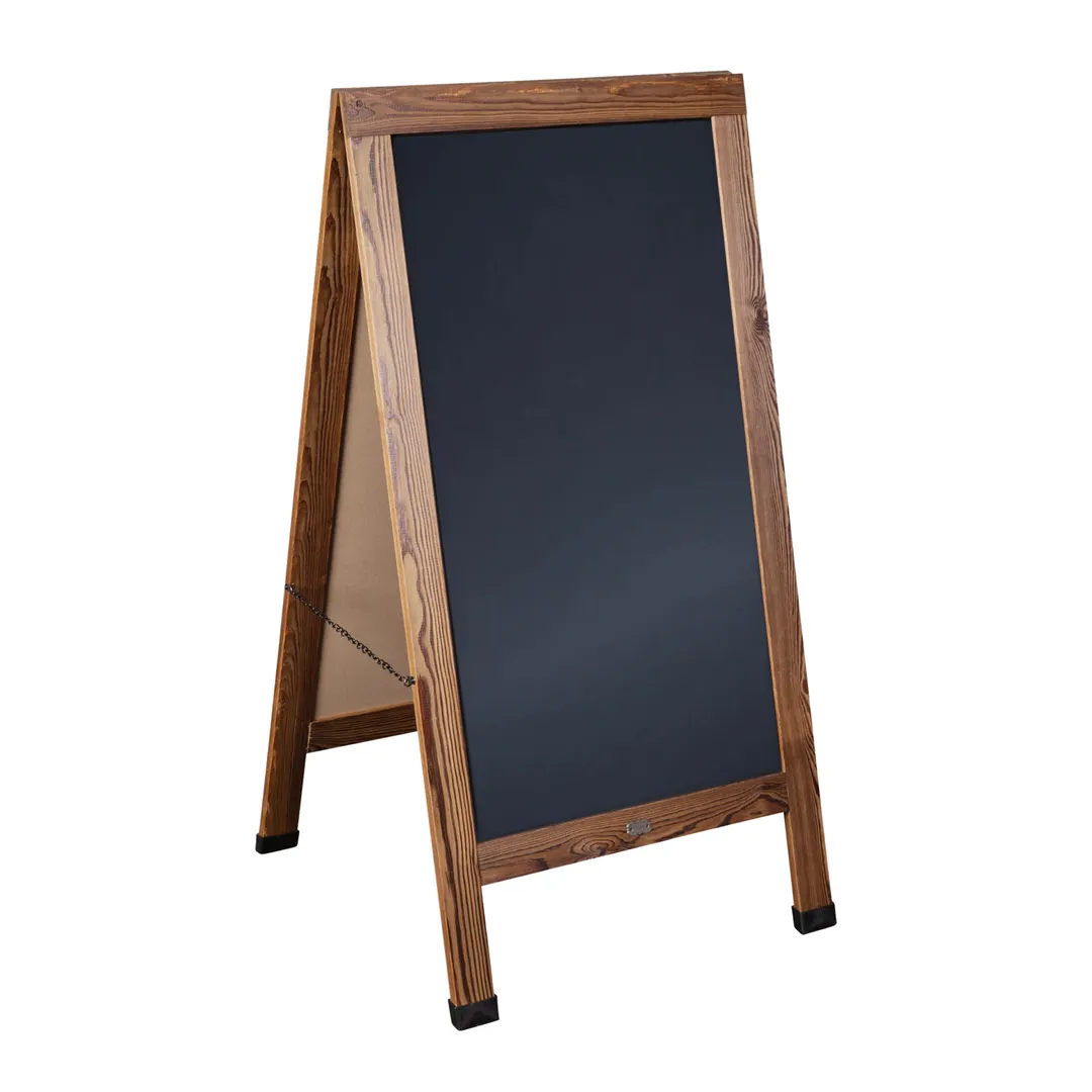 Flash Furniture HGWA-CB-4824-TORCH-GG Chalkboard Sign 48" x 24" Double Wood Black Torched Brown
